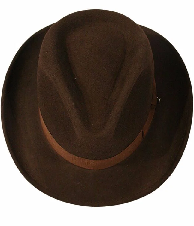 Indiana Jones Style 100% Felt Cotton Fedora Hat with Ribbon Band