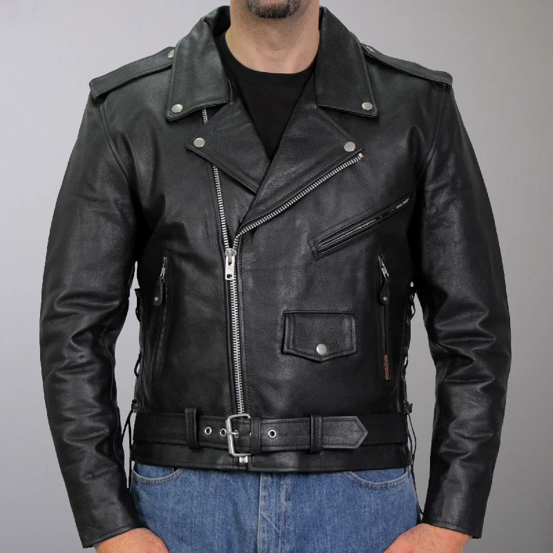 Hot Leathers JKM1002 Classic Men’s Motorcycle Leather Biker Jacket with Zip Out Lining