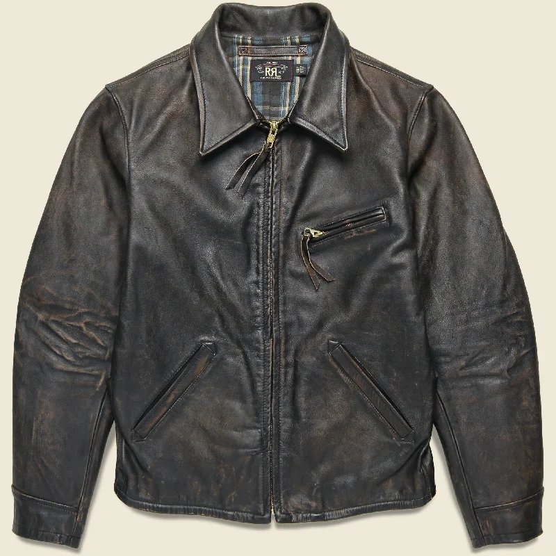 Lynton Moto Jacket - Black Over Brown