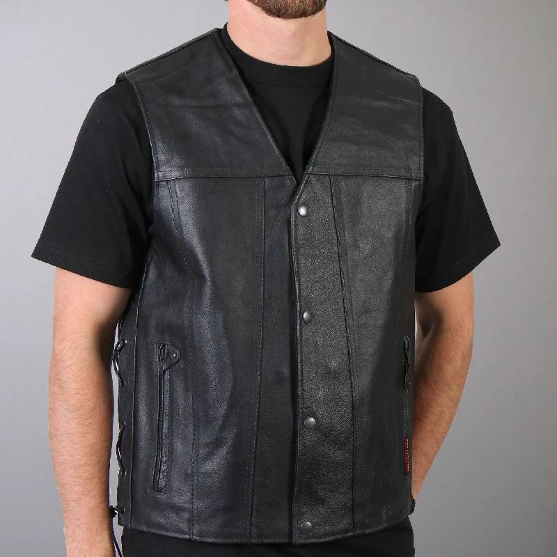 Hot Leathers VSM1023 Men's Black 'Conceal and Carry Leather Vest