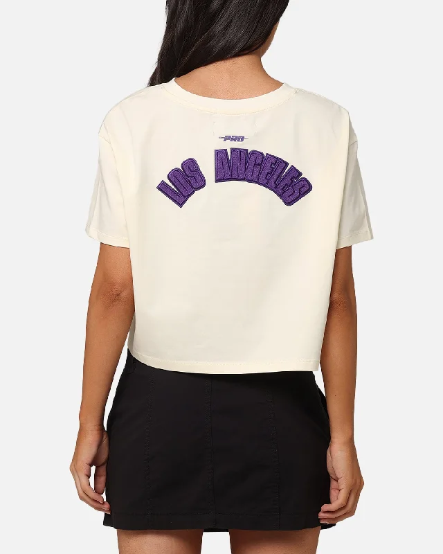 Pro Standard Women's Los Angeles Lakers Triple Tonal Cropped Boxy T-Shirt Eggshell