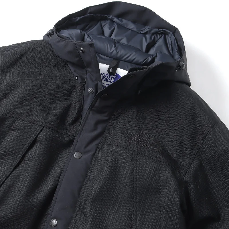 ナイロンタフタ層ラミネート-ウールエステルチェック-ナイロンオックスthe-north-face-ｗネーム-j914-1