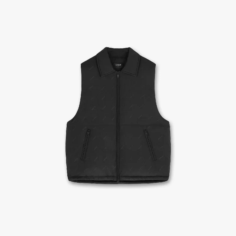 All Over Logo Collared Gilet - Black