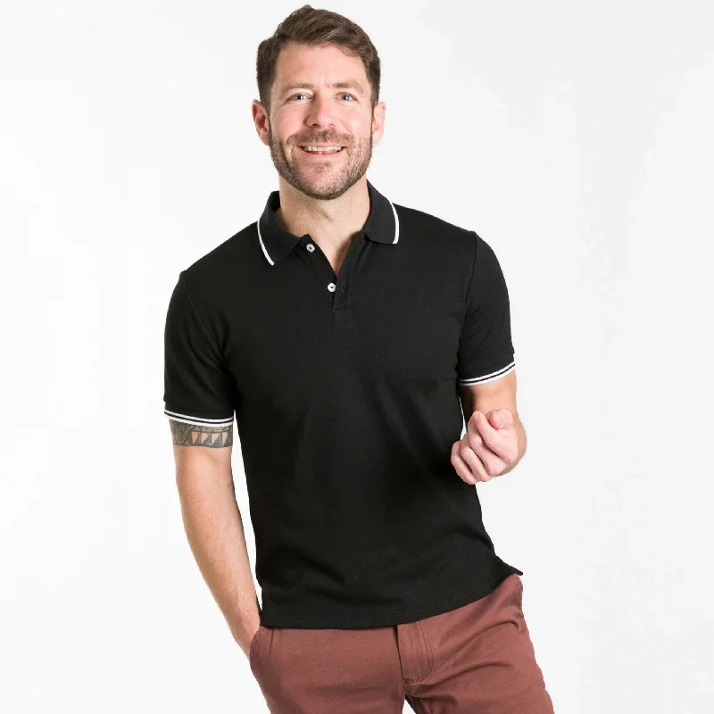 Black Micro Pique Polo