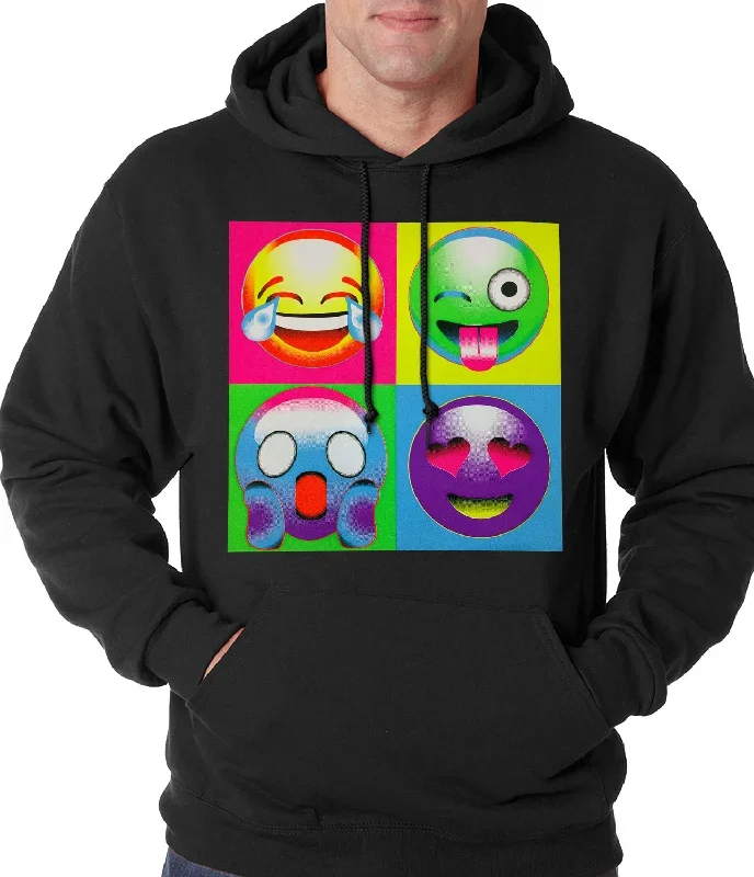 Block Print Emoji Faces Adult Hoodie