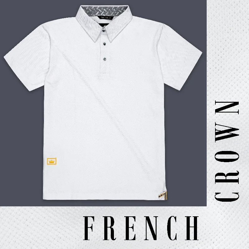 Bright White Textured Premium Cotton Pique Polo