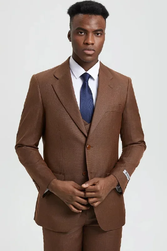 Brown Wedding Suit - Jacket + Pants - Brown Tuxedo - Brown Groomsmen Stacy Adam Suit