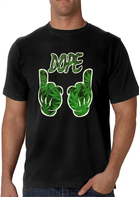 Cartoon Hands Dope Pot Leaf Pattern Men's T-Shirt