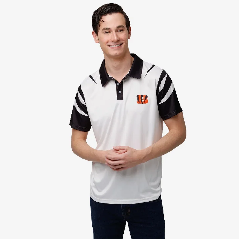 Cincinnati Bengals White Stripe Polyester Polo