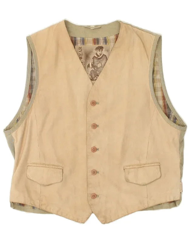 CONBIPEL Mens Leather Waistcoat IT 54 XL Beige Leather