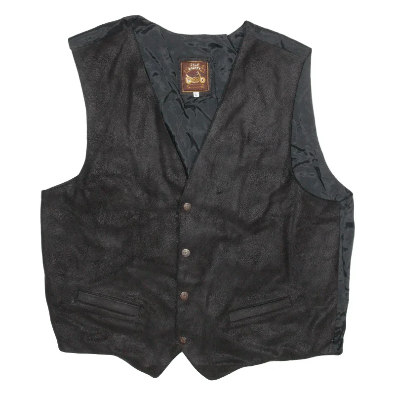 CUIR COUNTRY Mens Blazer Waistcoat Black Leather L