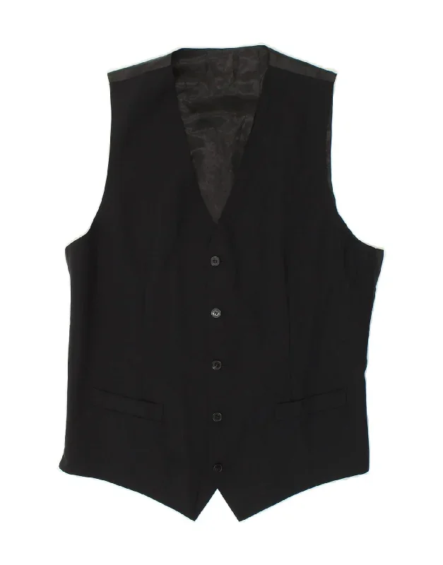 DOLCE & GABBANA Mens Waistcoat IT 48 Medium Black Virgin Wool