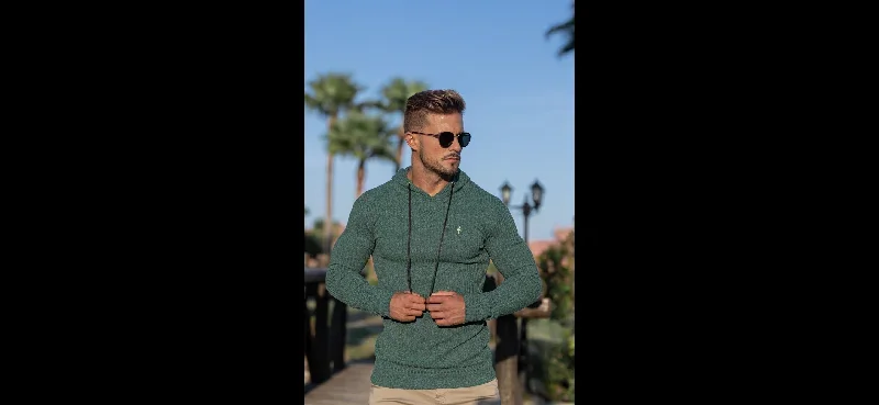 father-sons-classic-forest-green-gold-ribbed-knit-hoodie-jumper-fsh508