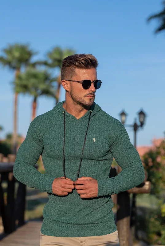 father-sons-classic-forest-green-gold-ribbed-knit-hoodie-jumper-fsh508