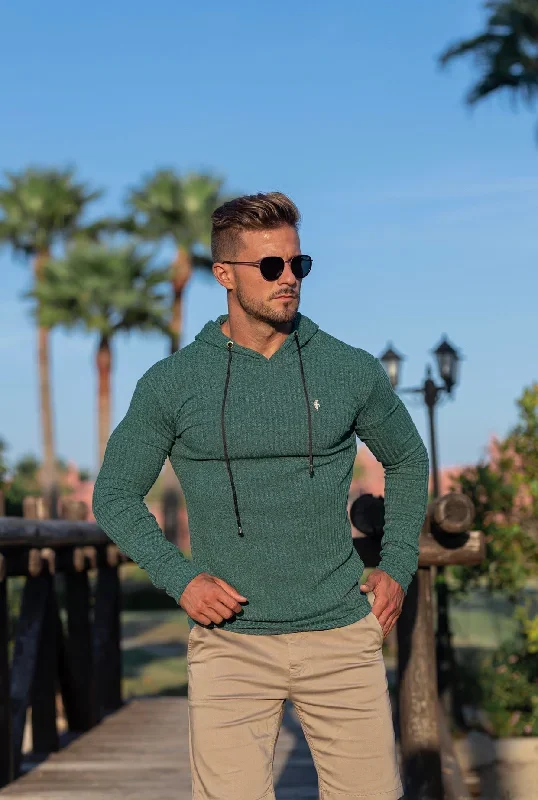 father-sons-classic-forest-green-gold-ribbed-knit-hoodie-jumper-fsh508