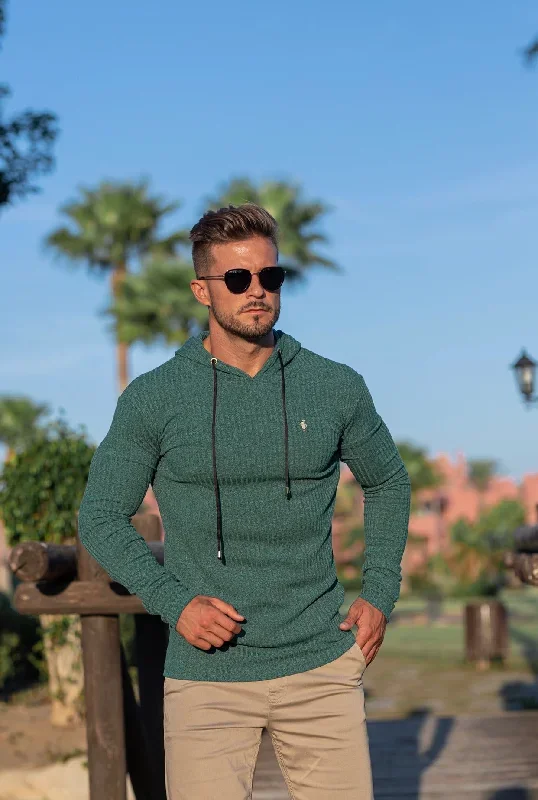 father-sons-classic-forest-green-gold-ribbed-knit-hoodie-jumper-fsh508