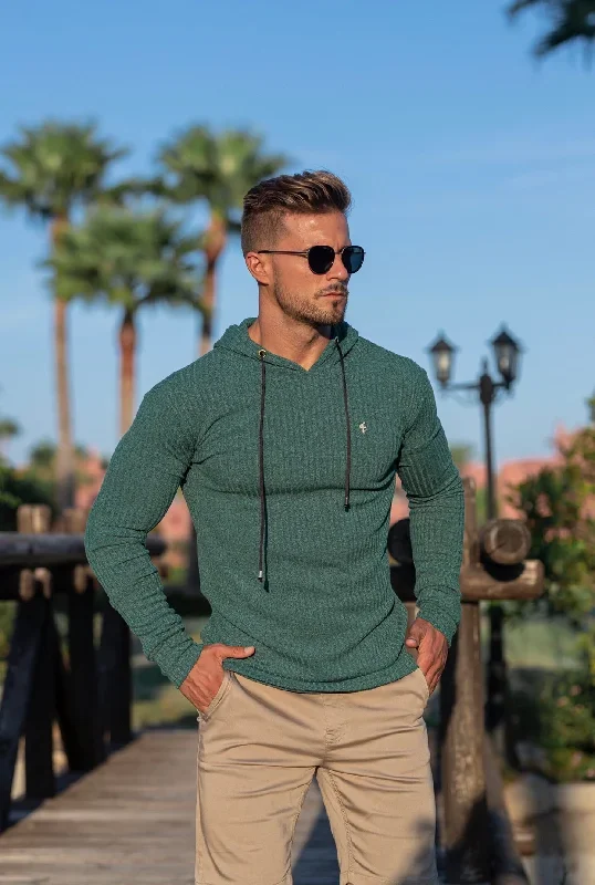 father-sons-classic-forest-green-gold-ribbed-knit-hoodie-jumper-fsh508