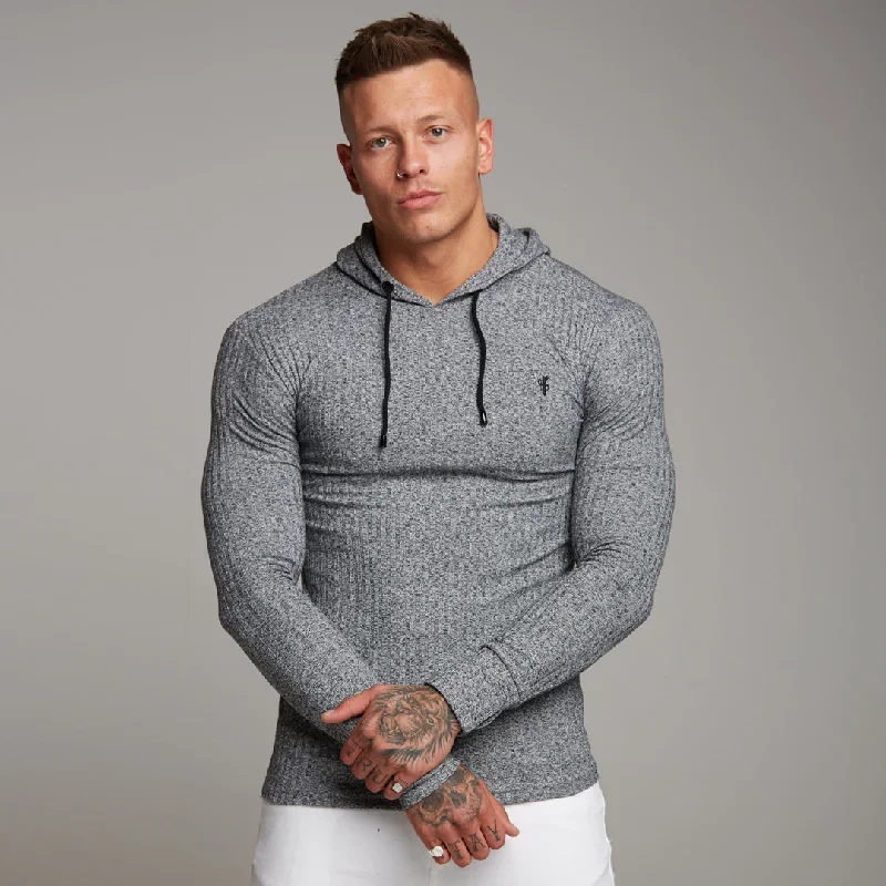 father-sons-classic-grey-black-ribbed-knit-hoodie-jumper-fsh174