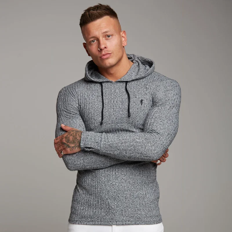 father-sons-classic-grey-black-ribbed-knit-hoodie-jumper-fsh174