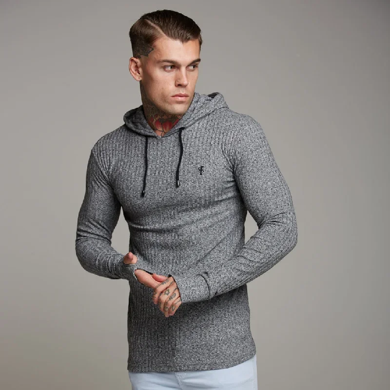 father-sons-classic-grey-black-ribbed-knit-hoodie-jumper-fsh174