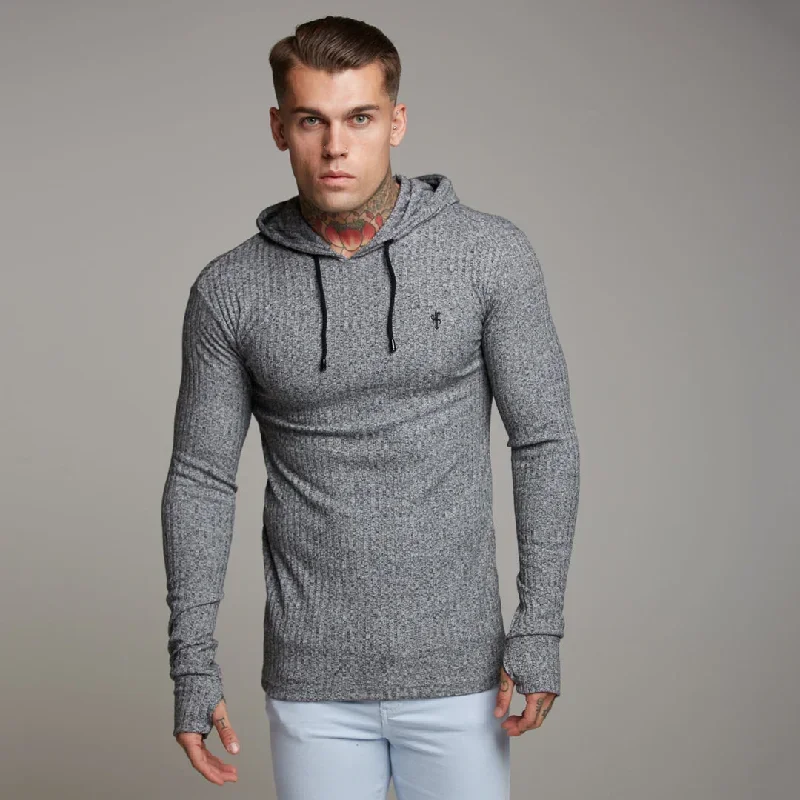 father-sons-classic-grey-black-ribbed-knit-hoodie-jumper-fsh174