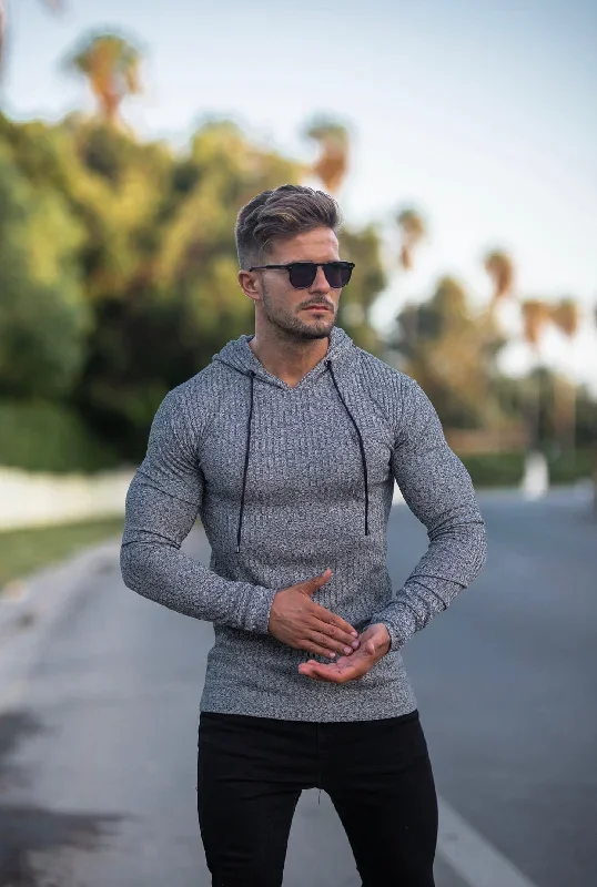 father-sons-classic-grey-black-ribbed-knit-hoodie-jumper-fsh509