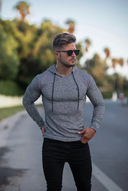 father-sons-classic-grey-black-ribbed-knit-hoodie-jumper-fsh509