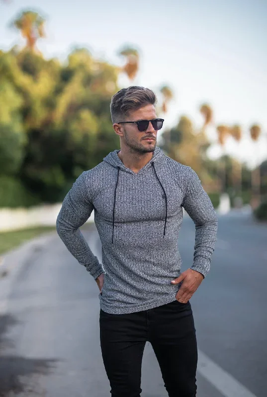 father-sons-classic-grey-black-ribbed-knit-hoodie-jumper-fsh509