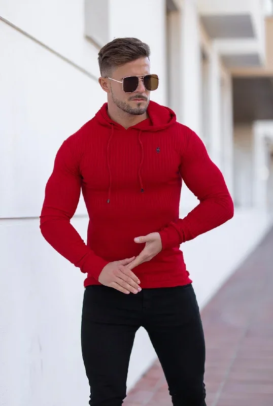 father-sons-classic-red-ribbed-knit-hoodie-jumper-with-black-emblem-fsh620