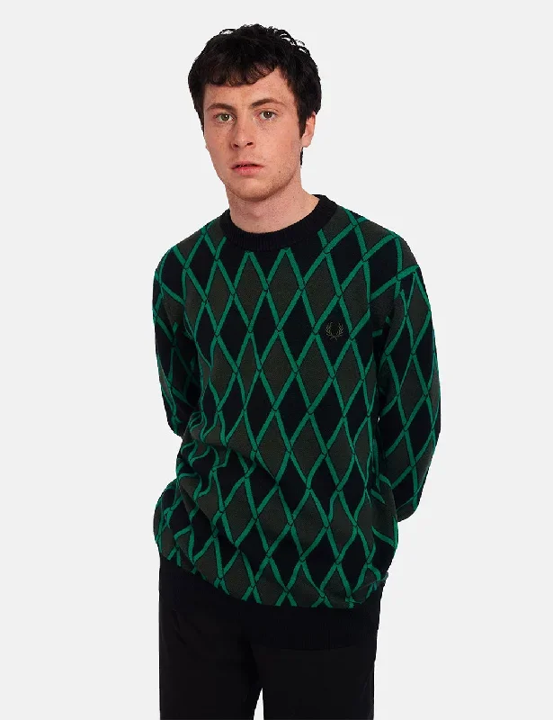 Fred Perry Harlequin Crew Neck Jumper - Vivid Green