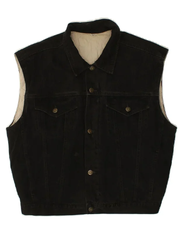 JEP'S Mens Denim Gilet UK 38 Medium Black Cotton