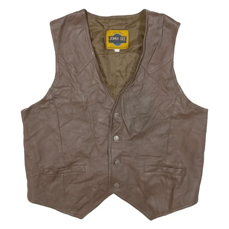 JOHN F. GEE Mens Blazer Waistcoat Brown Leather L