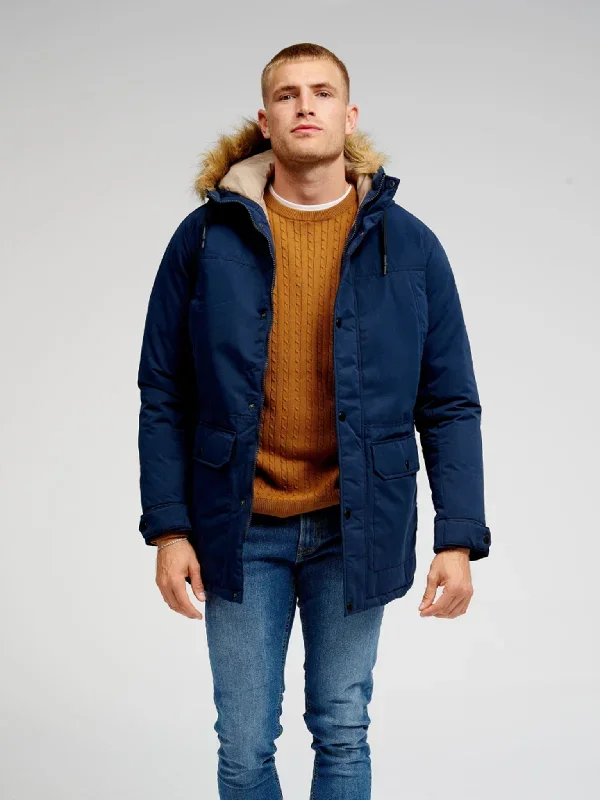 Klassisk Lang Parka Jakke - Navy