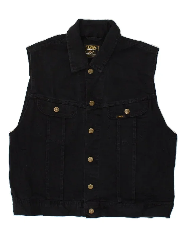 LEE Mens Denim Gilet UK 40 Large Black Cotton