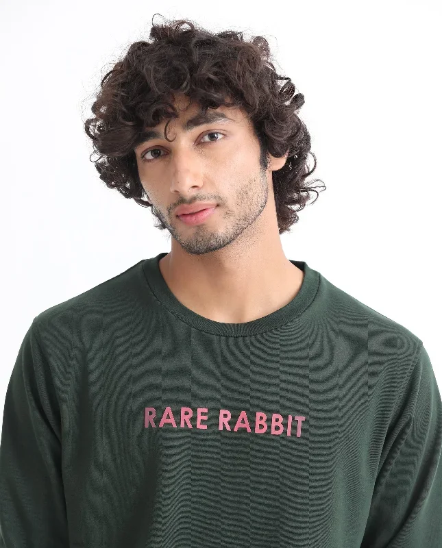 Rare Rabbit Men'S Lintz Green Sweatshirt Full Sleeves Solid