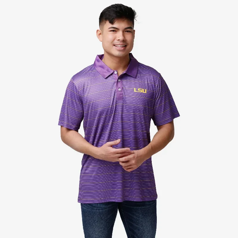 LSU Tigers Striped Polyester Polo