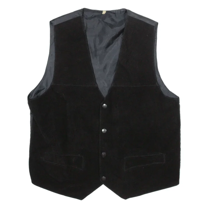 Mens Blazer Waistcoat Black Leather M