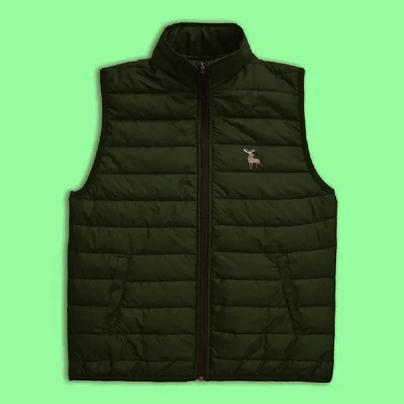 Men's Dear Embroidered Body Warmer Puffer Gilet