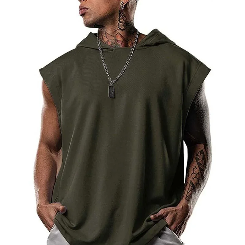 Men's Sports Hooded Plain Tank Top 02807993M