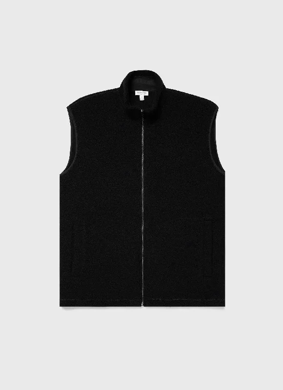 Men's Wool Fleece Gilet in Black