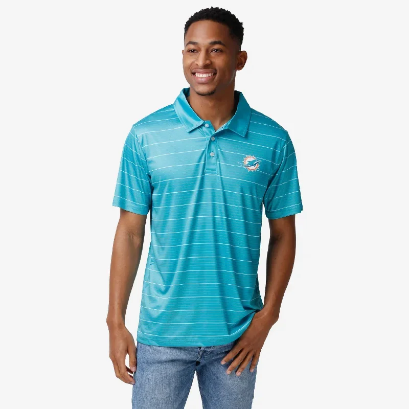 Miami Dolphins Striped Polyester Polo