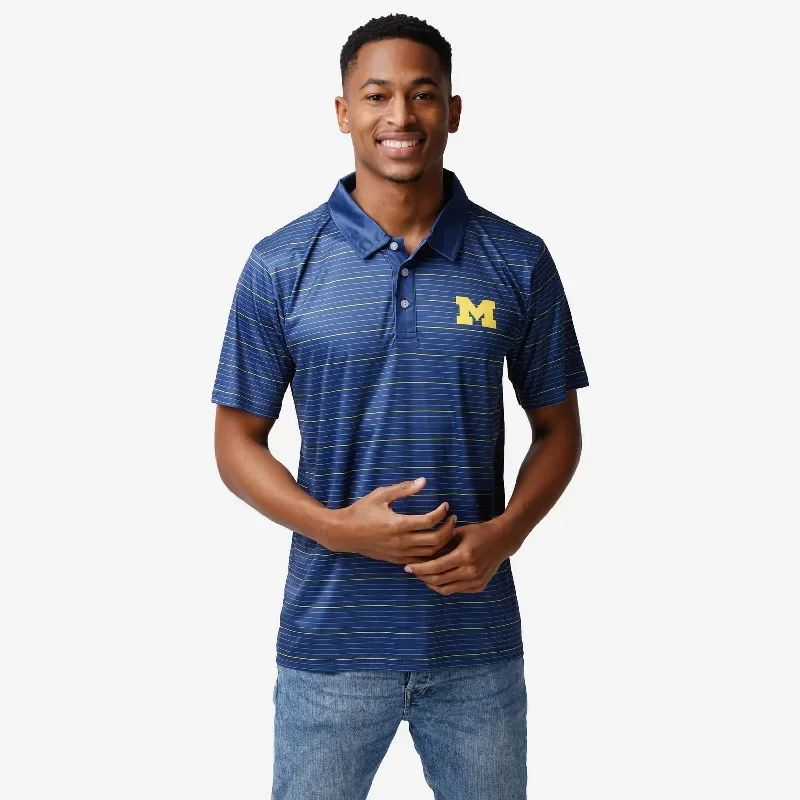 Michigan Wolverines Striped Polyester Polo