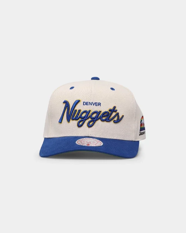 Mitchell & Ness Denver Nuggets Cream Team Script Pro Crown Snapback Cream