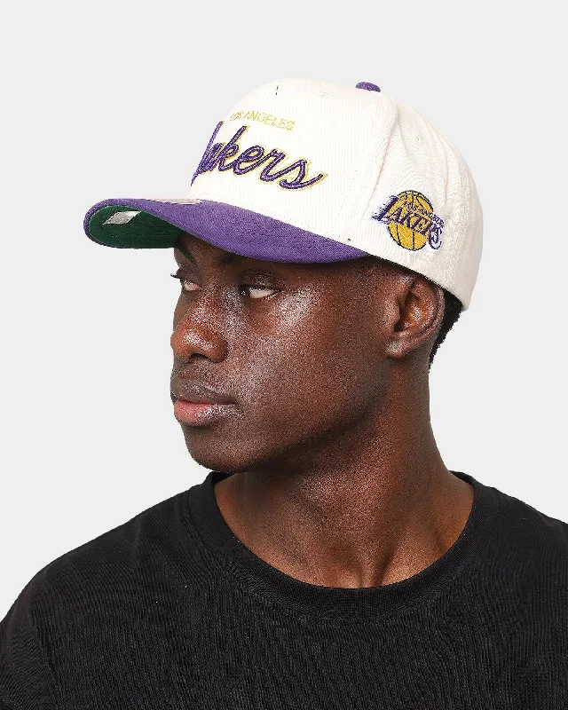 mitchell-ness-los-angeles-lakers-cream-team-script-pro-crown-snapback-cream