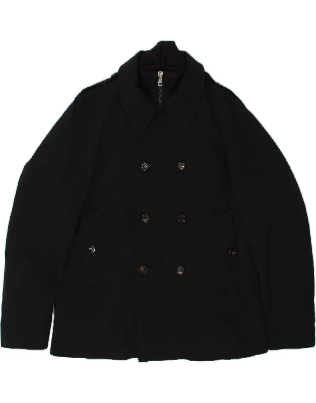 MONCLER Mens Padded Pea Coat Size 6 3XL Navy Blue