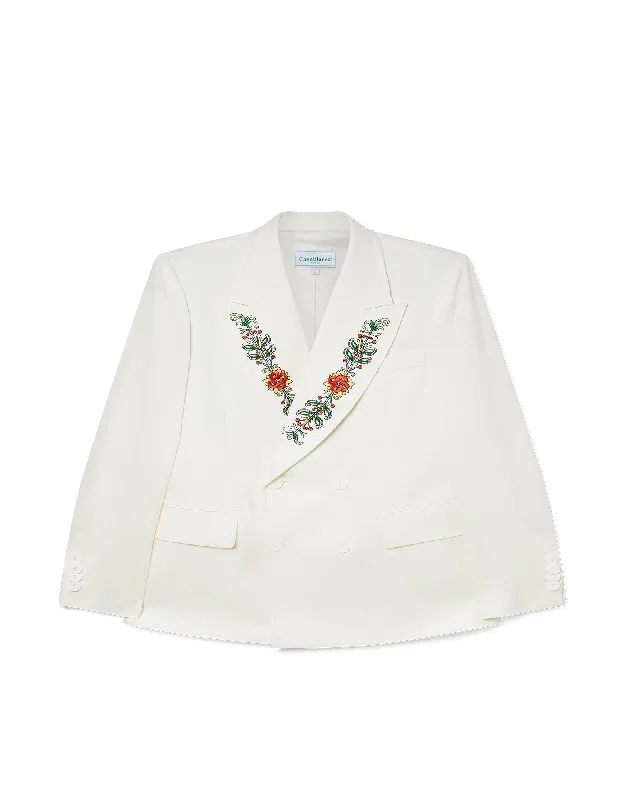 Embroidered Lapel Double Breasted Jacket