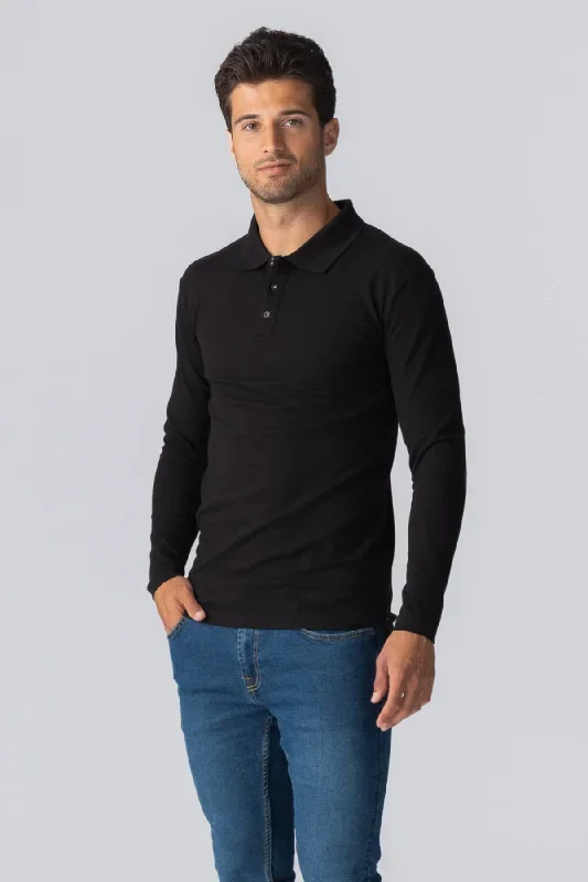 muscle-langaermet-polo-shirt-sort