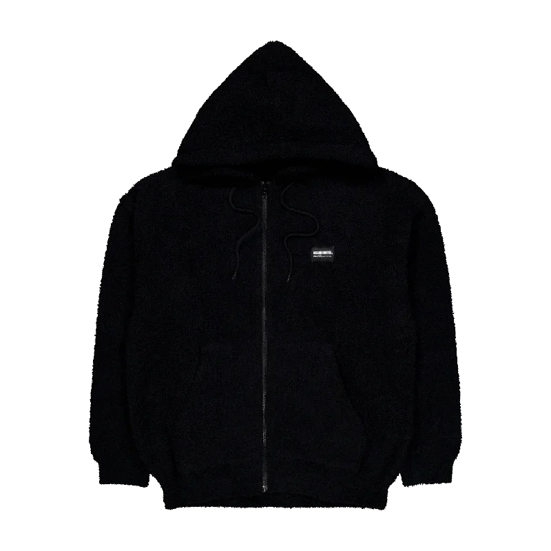 Fluffy Zip Up Parka Black