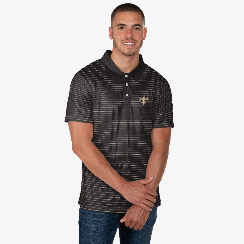 New Orleans Saints Striped Polyester Polo