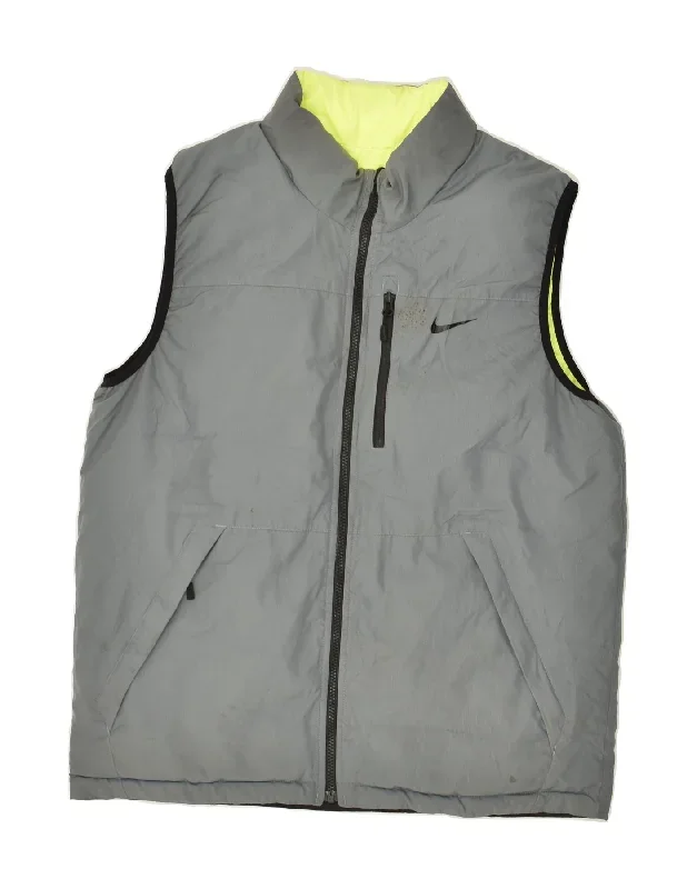 NIKE Mens Reversible Gilet UK 40 Large Grey Colourblock Polyester